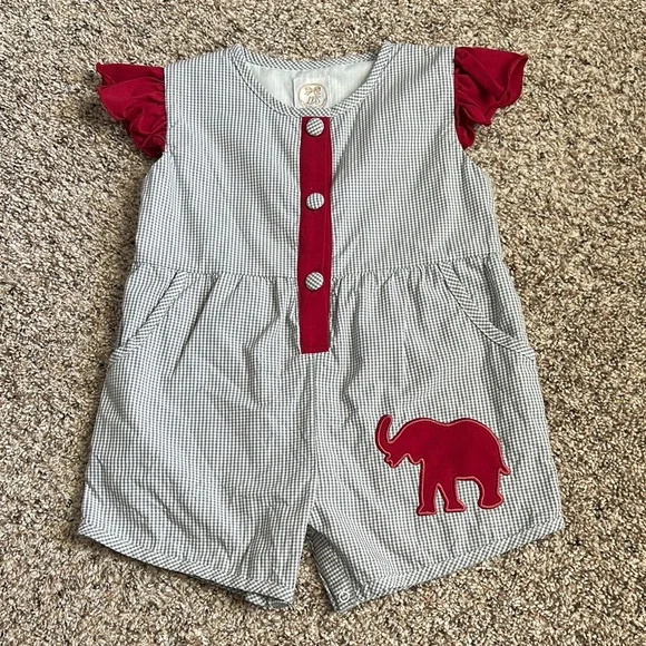 LITTLE BEAR SMOCKS GINGHAM ALABAMA ROMPER - Picture 1 of 8